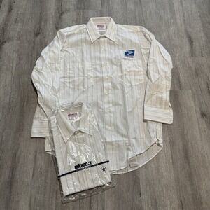 Vintage USPS Postal Service Uniform Shirts Men's Lot Of 2 Pinstripe NEW Elbeco